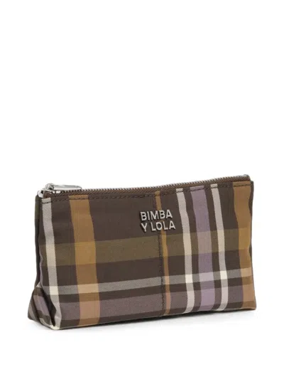 Bimba Y Lola Hunter Green Tartan Jacquard Coin Purse In Multi