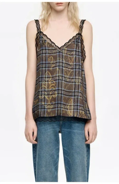 Bimba Y Lola Ikatmix Lace Double-layer Vest Top In Gray