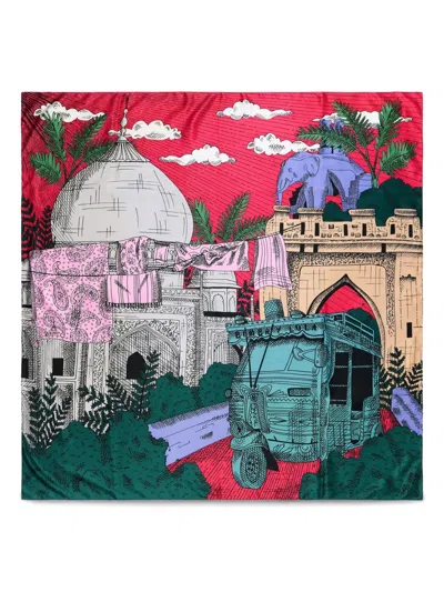Bimba Y Lola Indian City-motif Scarf In Pink
