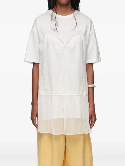 Bimba Y Lola Ivory Fluid Layer T-shirt Top In Orange