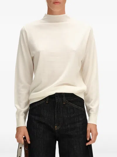 Bimba Y Lola Ivory Merino Wool Turtleneck Sweater In Multi