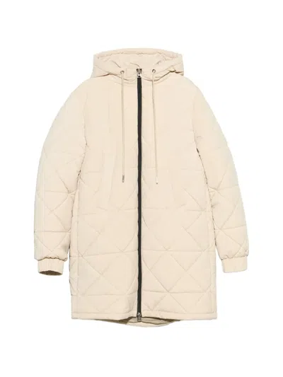 Bimba Y Lola Ivory Mid-length Quilted Coat In Neutral