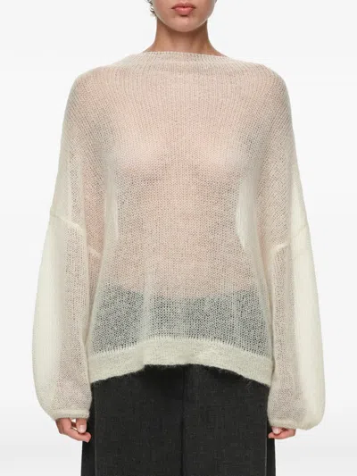 Bimba Y Lola Ivory Mohair High Neck Sweater In Neutral