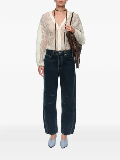 Bimba Y Lola Ivory Mohair Openwork Cardigan In Neutral