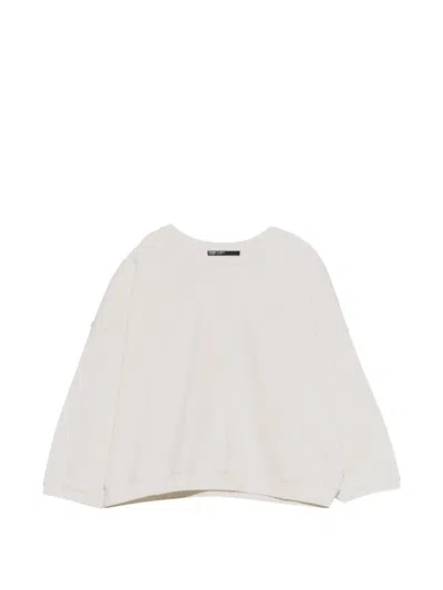 Bimba Y Lola Ivory Straight Sweatshirt With Topstitching In White