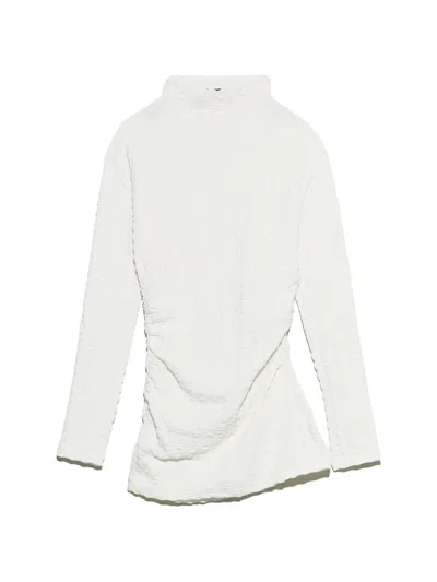 Bimba Y Lola Ivory T-shirt With Ruched Texture In Neutral