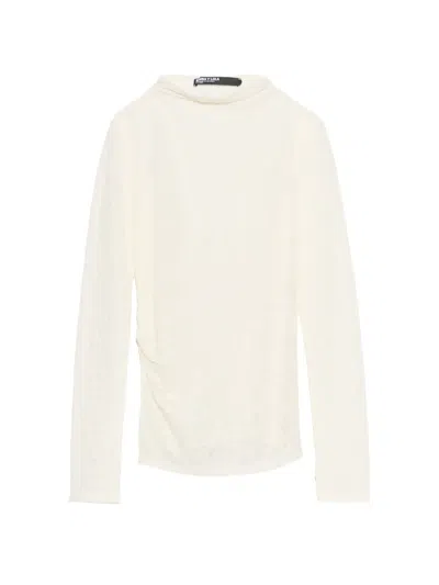Bimba Y Lola Ivory Wool Jacquard T-shirt In Blue
