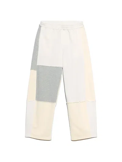 Bimba Y Lola Ivory-cotton-patchwork Jogger Trousers In Multi