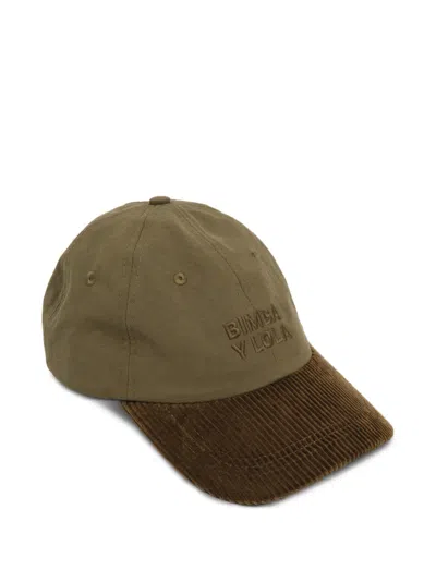 Bimba Y Lola Khaki Cotton Corduroy Cap In Multi