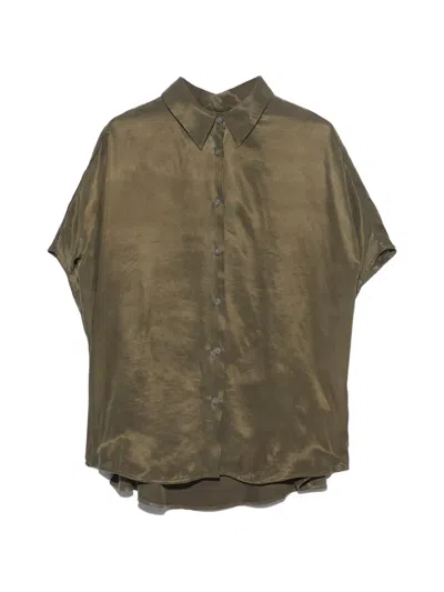 Bimba Y Lola Khaki Fluid Cape Shirt In Brown