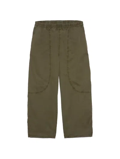 Bimba Y Lola Khaki Jogger Trousers With Decorative Stitching In Green