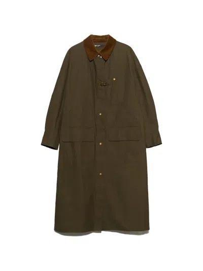 Bimba Y Lola Khaki Maxi-length Waxed Trench Coat In Purple