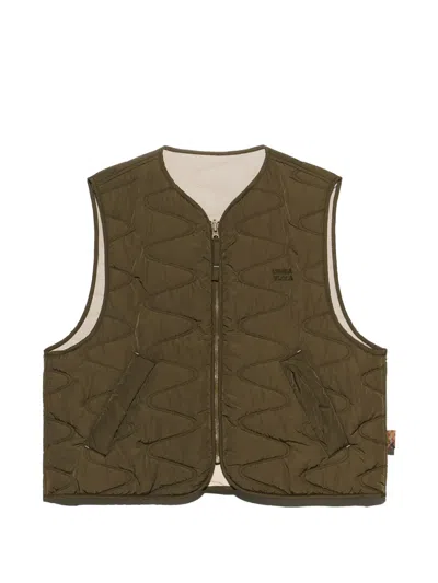Bimba Y Lola Khaki Reversible Padded Vest In Green