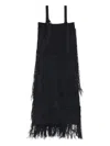Bimba Y Lola Knit Fringed Midi Day Dress In Black