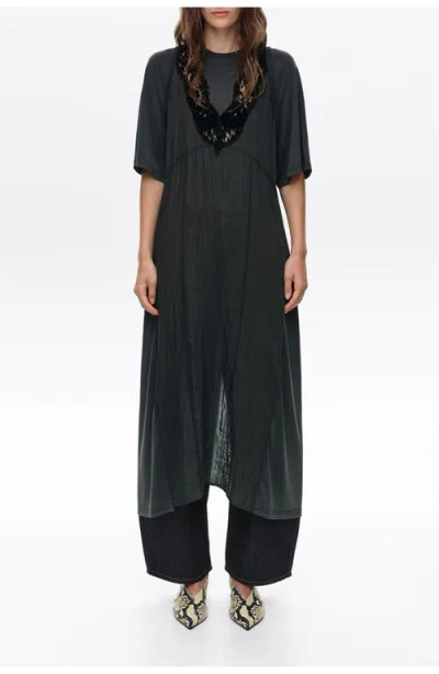 Bimba Y Lola Black Washed Dress With Lace Bodice
