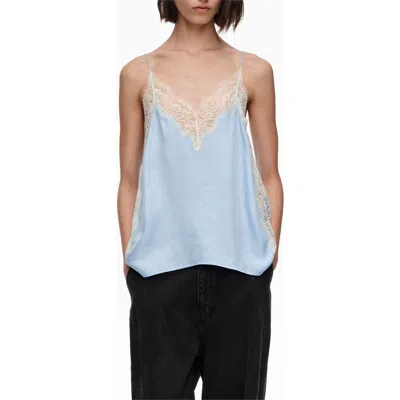 Bimba Y Lola Lace-trim Satin Top In Blue