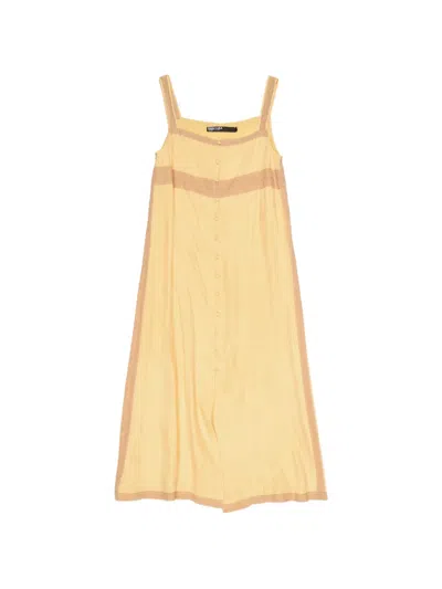 Bimba Y Lola Lace-detail Midi Dress In Yellow