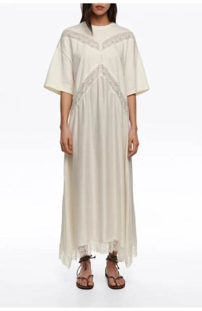 Bimba Y Lola Lace Dual Material Dress In White