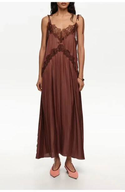 Bimba Y Lola Lace Fluid Dress In Brown