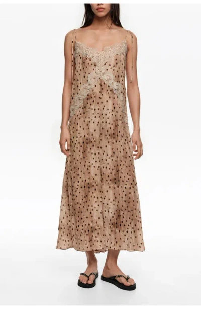 Bimba Y Lola Lace Fluid Dress In Brown