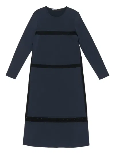 Bimba Y Lola Lace-insert Midi Dress In Blue