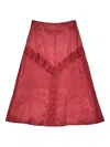 Bimba Y Lola Lace Panel Midi Skirt In Red