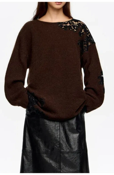 Bimba Y Lola Lace Sweater In Brown