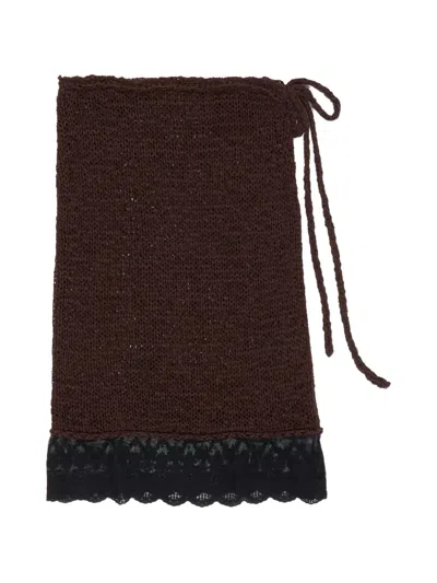 Bimba Y Lola Lace-trim Midi Skirt In Brown