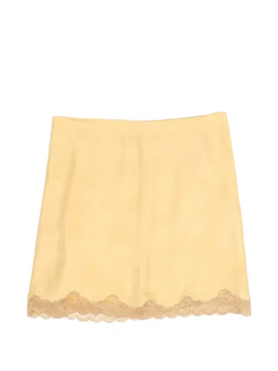 Bimba Y Lola Lace-trim Mini Skirt In Yellow