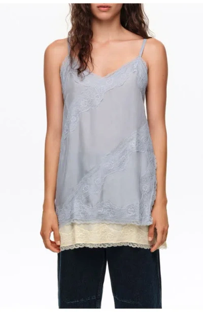 Bimba Y Lola Lace Trim Slip Top In Light Blue