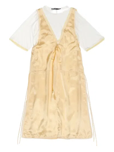 Bimba Y Lola Lace-trim T-shirt Dress In Neutral