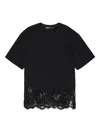 Bimba Y Lola Oversize Lace T-shirt In Black