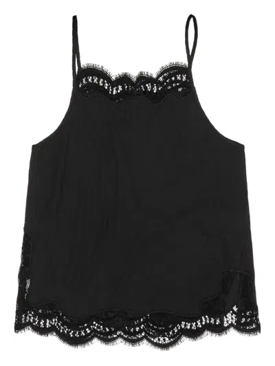 Bimba Y Lola Lace-trim Top In Black