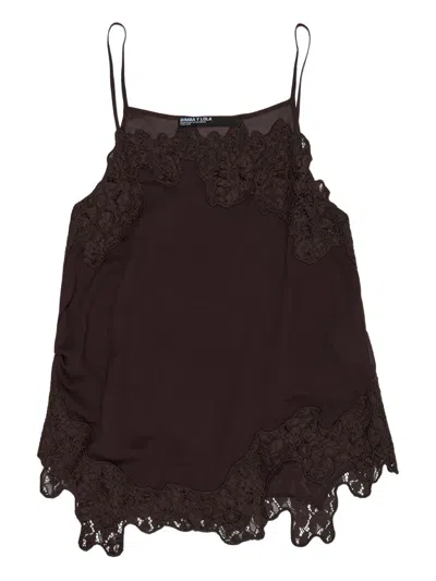 Bimba Y Lola Lace-trimmed Tank Top In Brown