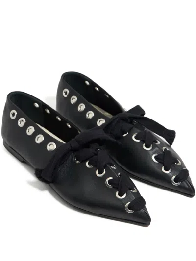 Bimba Y Lola Lace-up Leather Ballet Flats
