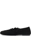 Bimba Y Lola Lace-up Suede Flat Pumps In Black