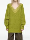 Bimba Y Lola Lace V-neck Sweater In Green