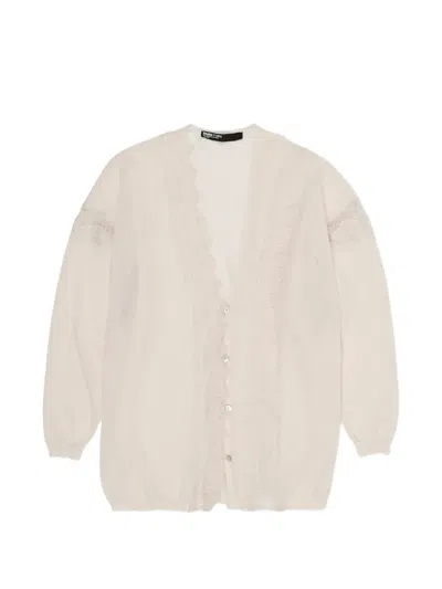 Bimba Y Lola Lace-trim Cardigan In White