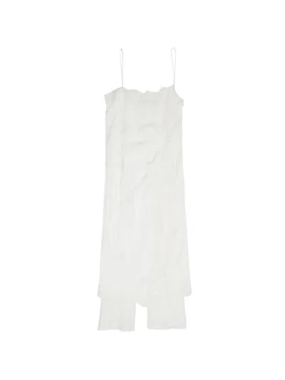 Bimba Y Lola Lace-trim Skirt-trouser Hybrid Wrap Maxi Dress In White