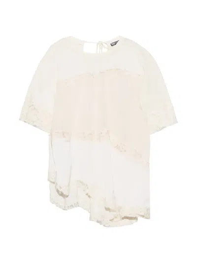 Bimba Y Lola Lace-trimmed Asymmetric Top In White