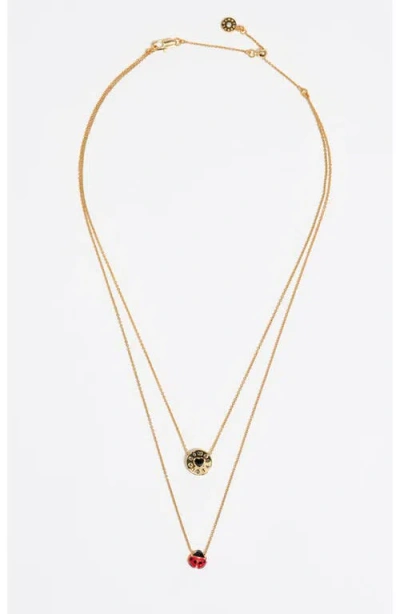 Bimba Y Lola Ladybug Logo Double-layer Necklace In Gold