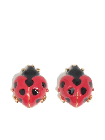 Bimba Y Lola Ladybug Stud Earrings In Red