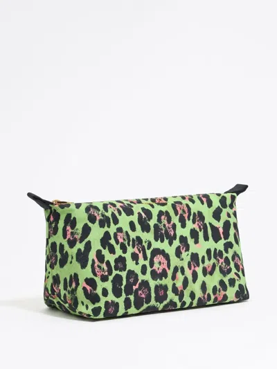Bimba Y Lola Large Animal-print Cosmetic Pouch In Green