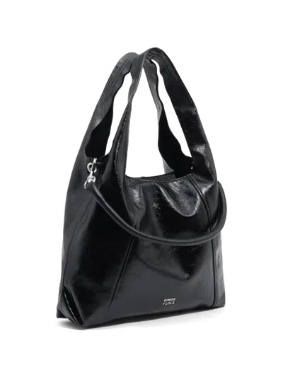 Bimba Y Lola Large Black Leather Paper Bag