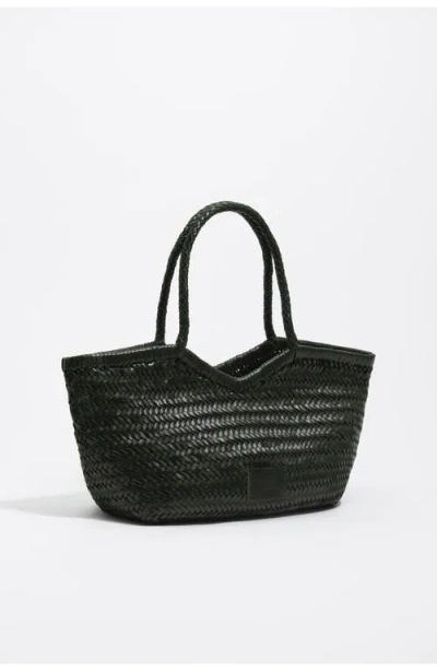 Bimba Y Lola Large Braided Leather Shopper Bag In Green