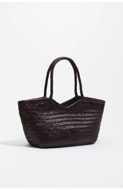 Bimba Y Lola Large Braided Leather Shopper Bag In Burgundy