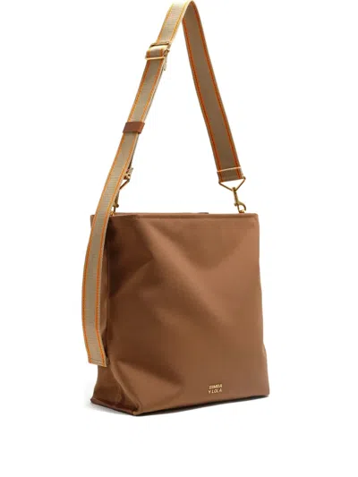 Bimba Y Lola Large Carlino Shoulder Bag In Brown
