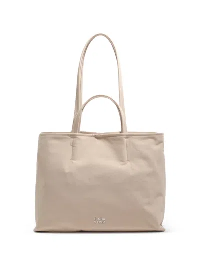 Bimba Y Lola Large Chihuahua Logo-plaque Tote Bag In Neutral