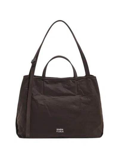 Bimba Y Lola Large Dark Brown Coated Shopper Bag
