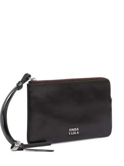 Bimba Y Lola Large Dark Burgundy Leather Coin Purse In Black